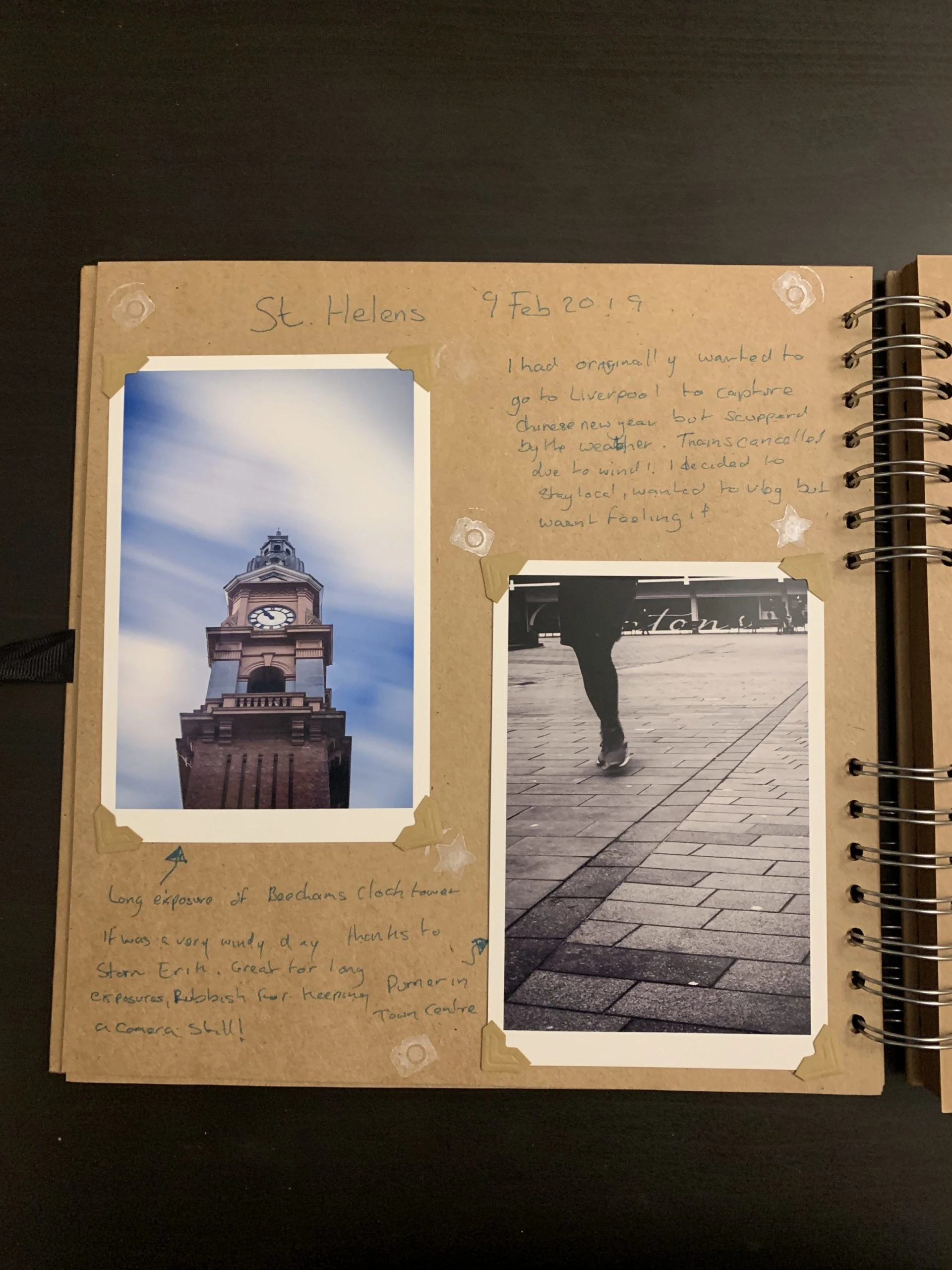 St Helens Town Centre print in scrapbook